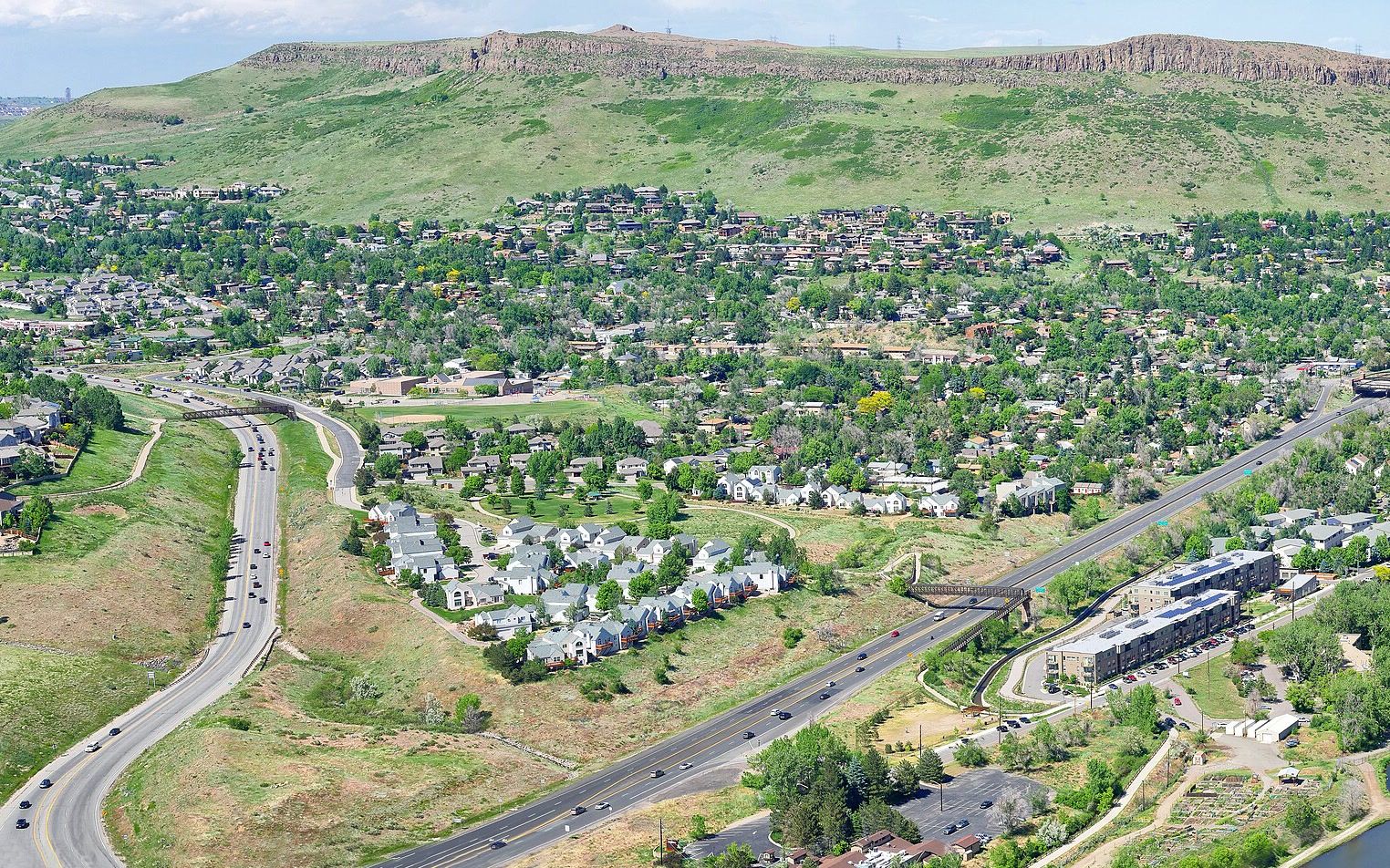 Golden neighborhoods below North Table Mountain